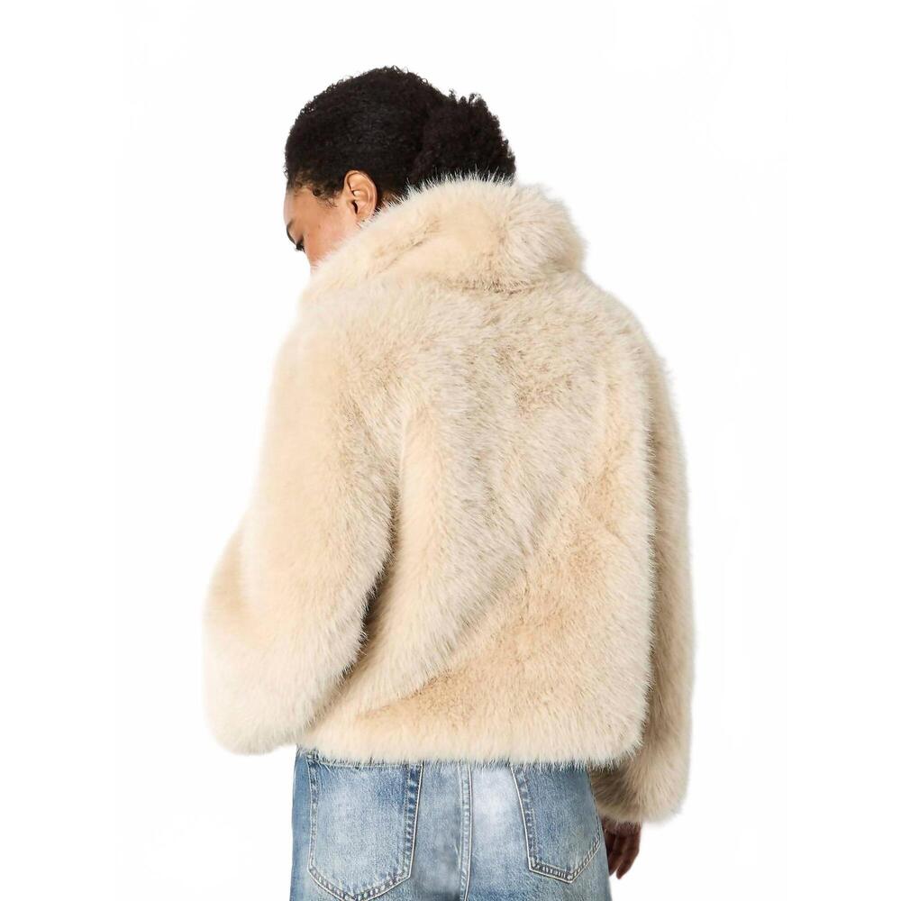 NEW APRICOT faux fur long sleeve short coat in cream - Picture 5 of 5
